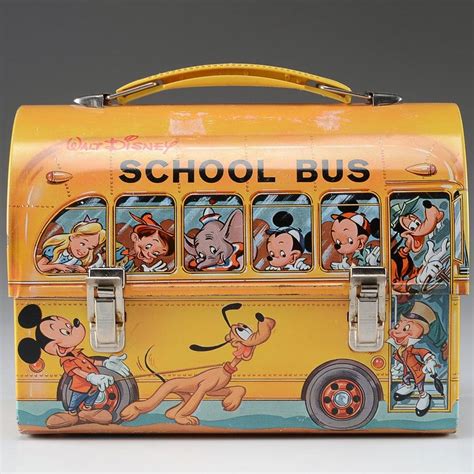 walt disney metal school bus lunch box|disney lunch box vintage.